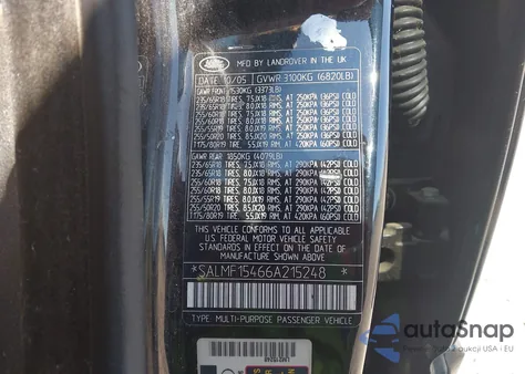 2006 Land Rover Range Rover Hse from USA, damaged, VIN SALMF15466A215248